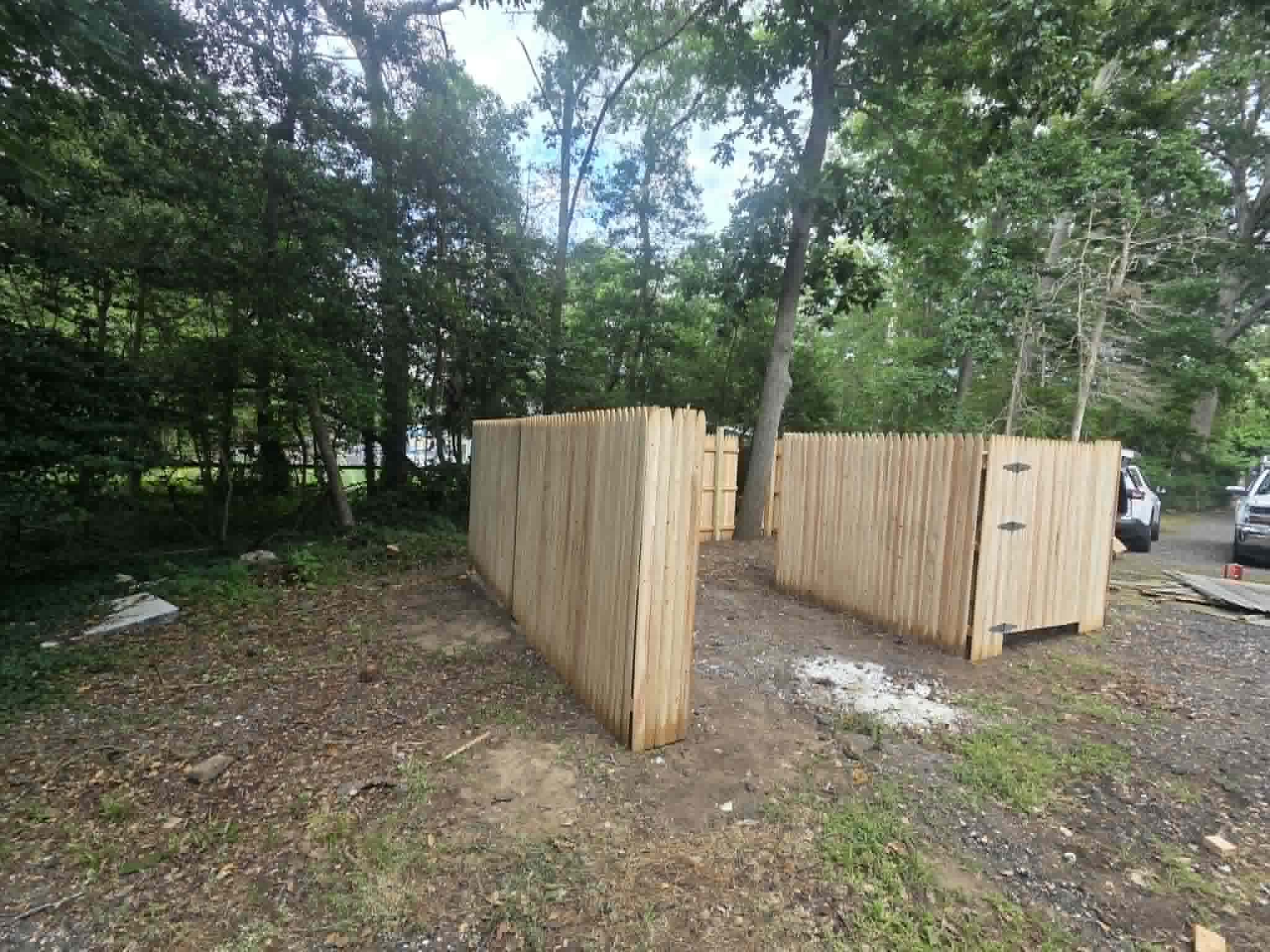 Completed wood fence with gate