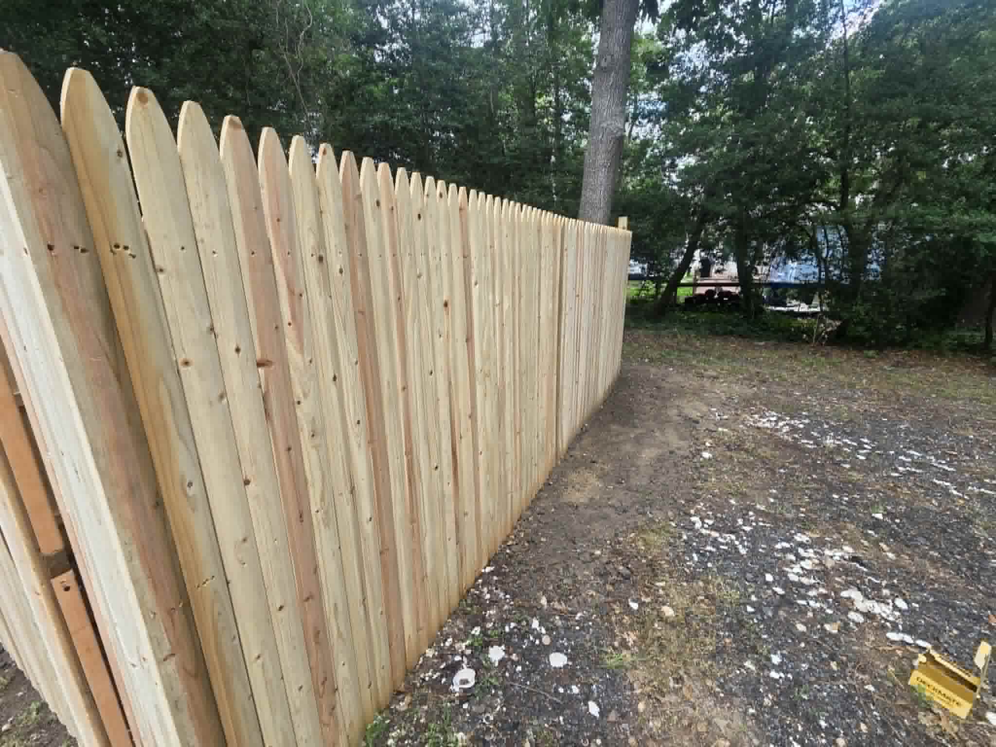 Completed wood fence run